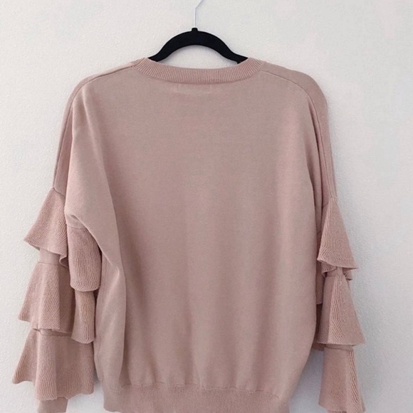 Nordstrom John & Jenn women’s pink ruffle sleeve knit sweater medium 8 10 - Picture 2 of 3